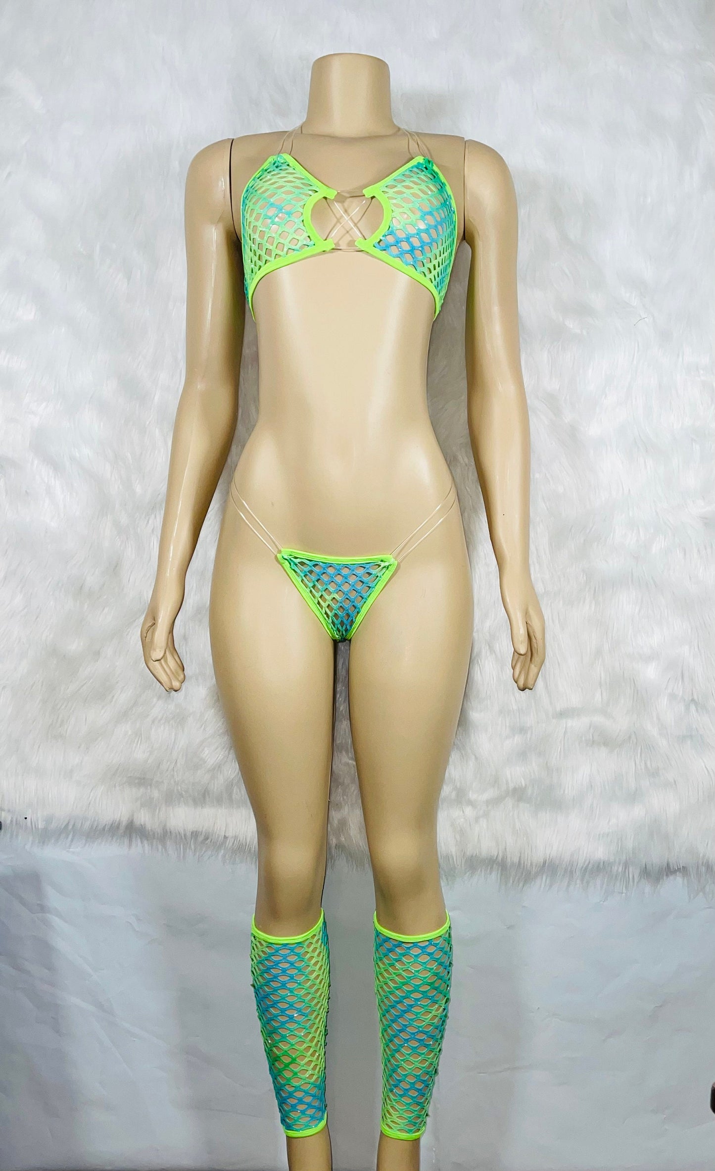 fishnet three Piece Set with clear cords