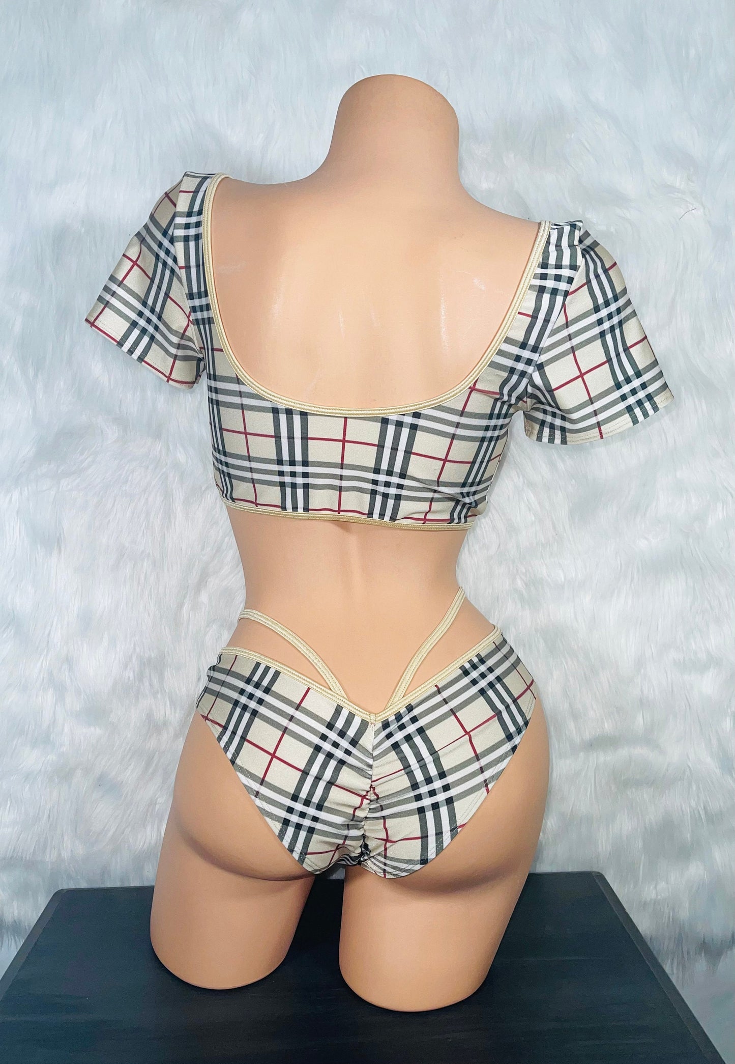 CONJUNTO DE POLEDANCE, mini top con cordones y línea de pescado, pantalones cortos fruncidos y conjunto de tanga de 3 piezas, trajes de stripper, ropa de baile exótica,