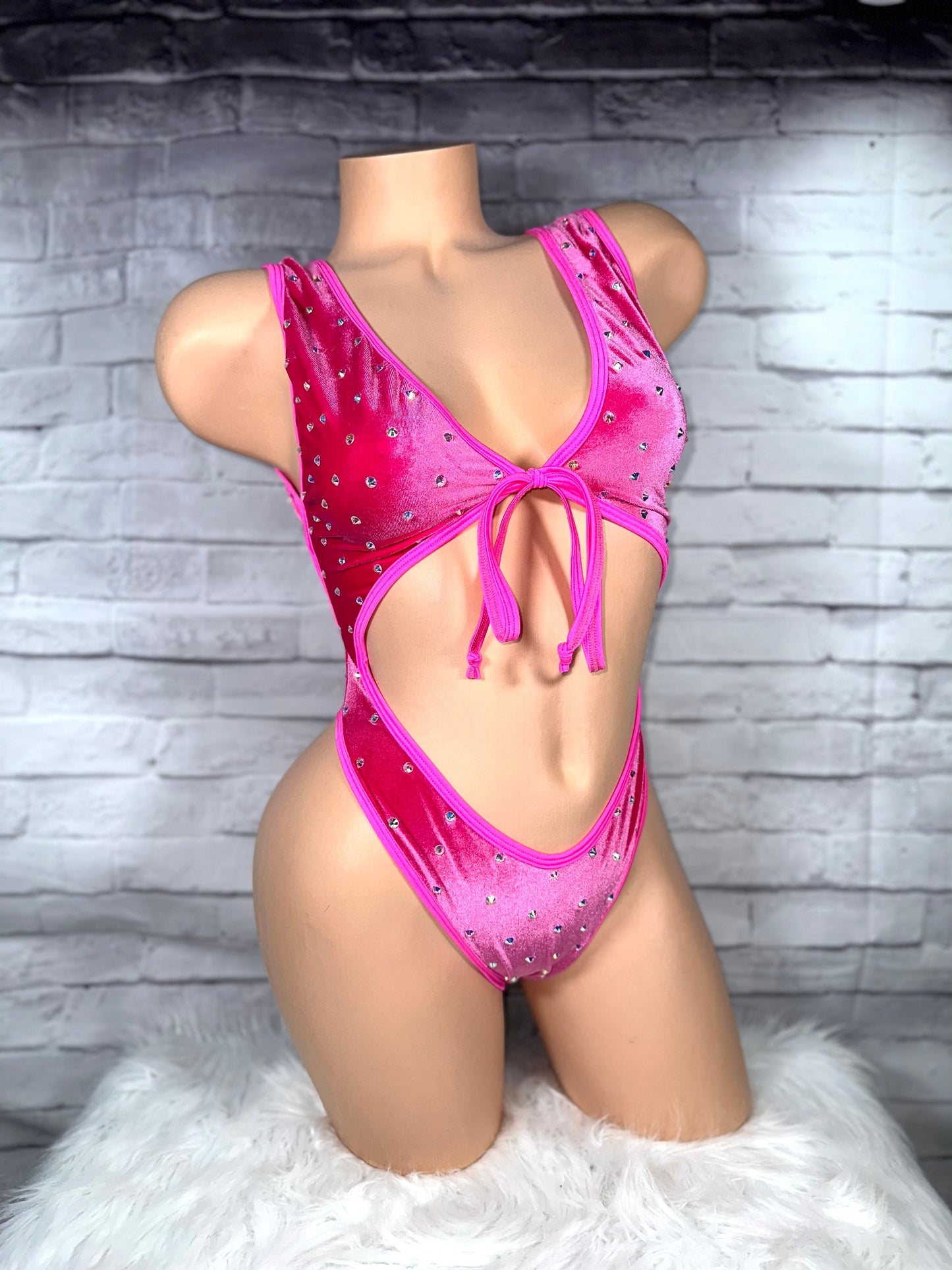 ROPA DE BAILE DE BARRA, Mono de una pieza con lazo en la parte delantera y diamantes de imitación, Trajes de stripper, Ropa de stripper, Ropa de baile exótico