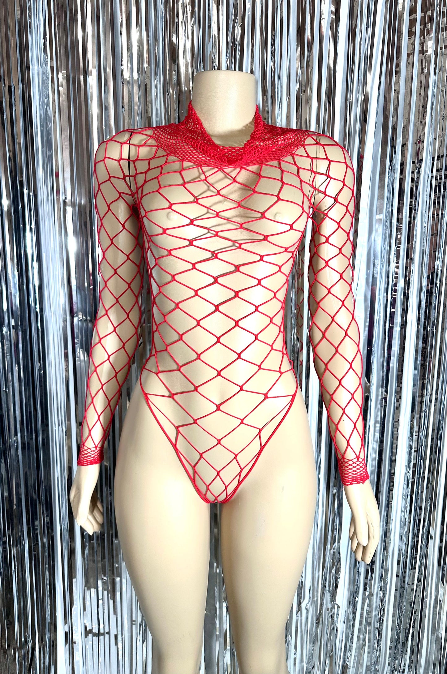 Long sleeved Fishnet One Piece Bodysuit