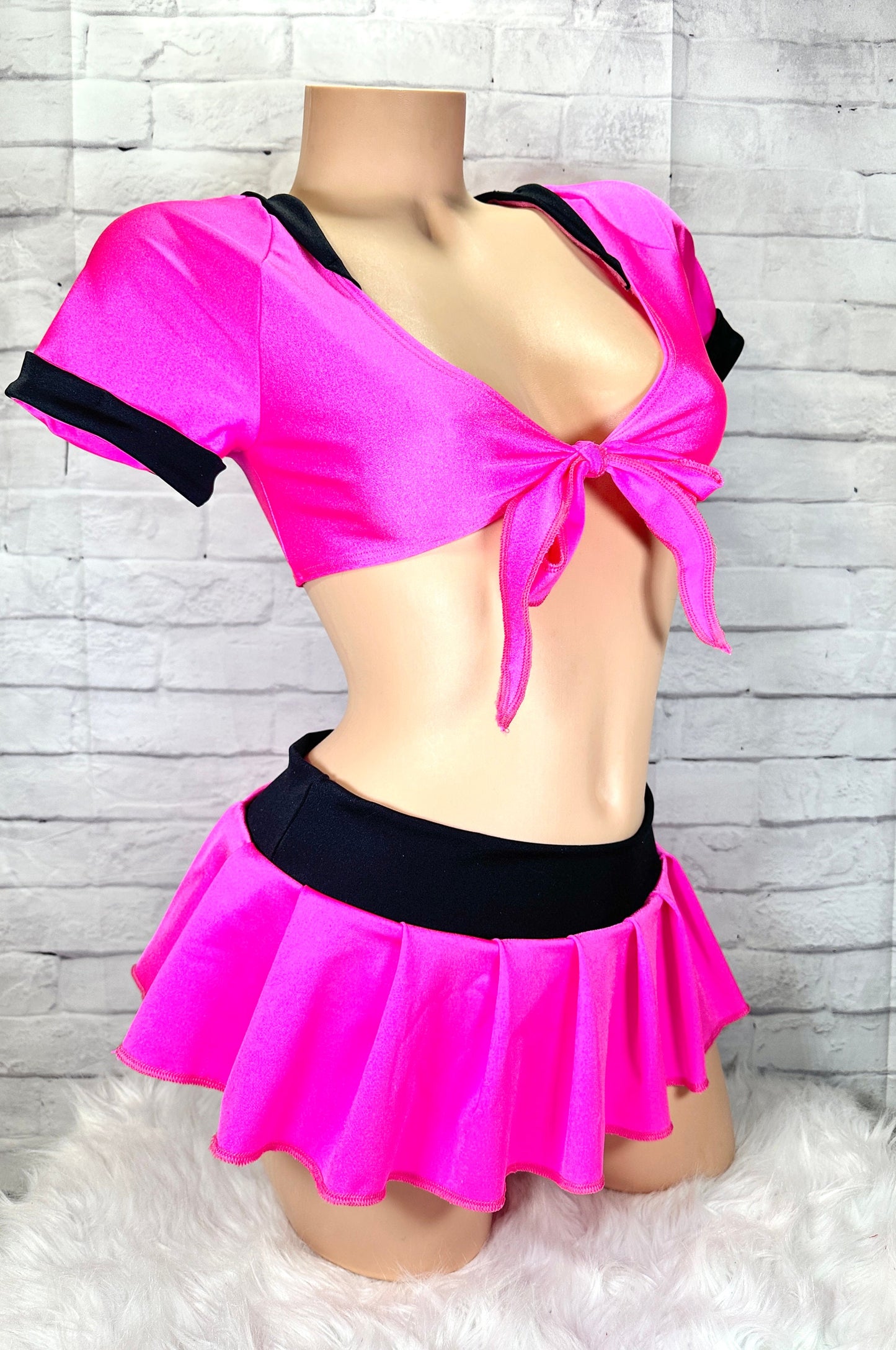 School Girl Skirt with pleated Skirt and Halter Top