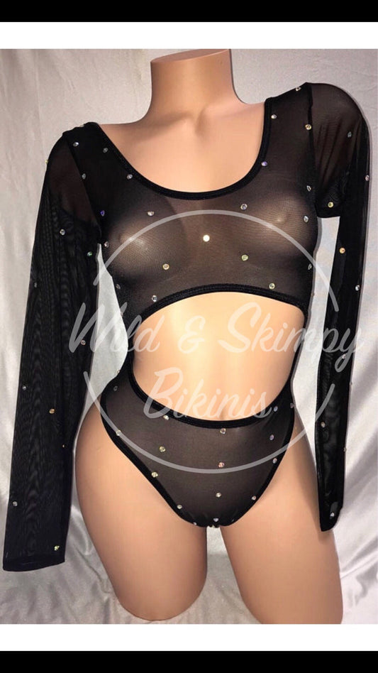 POLE DANCER, Mesh one piece with rhinestones, Exotic dancewear, Stripper outfits, Stripper clothes