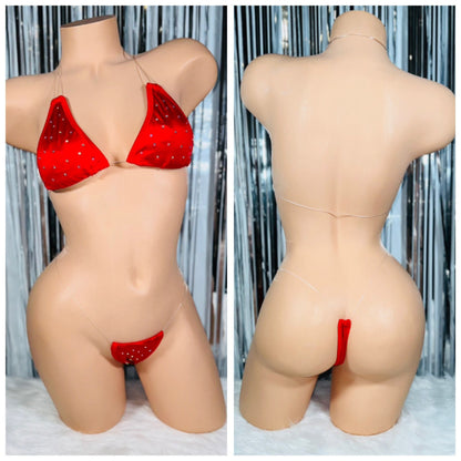 LISTO PARA ENVIAR, Bikini de dos piezas de línea de pescado, Ropa de baile exótica, Trajes de stripper, Ropa de stripper