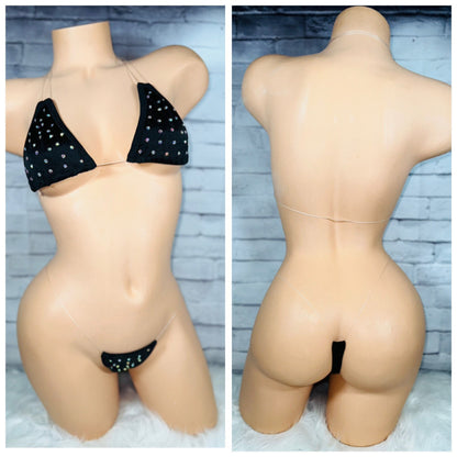 LISTO PARA ENVIAR, Bikini de dos piezas de línea de pescado, Ropa de baile exótica, Trajes de stripper, Ropa de stripper