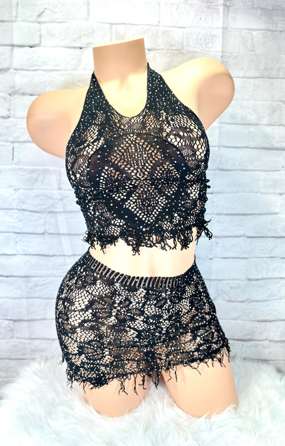 Sparkly Fishnet swimwear coverup