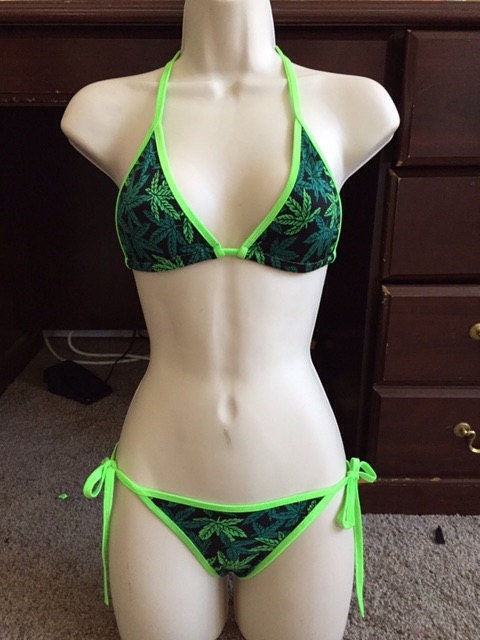 CONJUNTO DE BAILARINA DE BARRA, Bikini con fruncido en el trasero de hojas verdes, Ropa de baile exótica, Trajes de stripper, Ropa de stripper