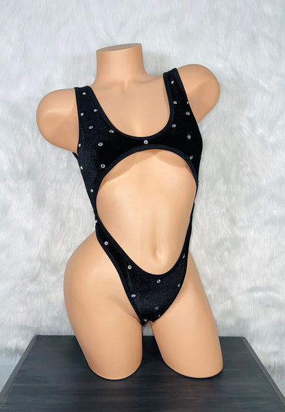 CONJUNTO DE BAILARINA DE BARRA, Mono de terciopelo con pedrería, Ropa de baile exótica, Trajes de stripper, Ropa de stripper